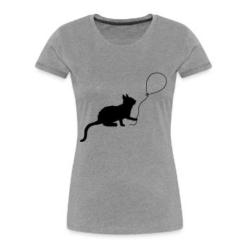 Balloon Kitten joue contour - T-shirt bio Premium Femme - gris chiné - Devant - Mia (176cm)