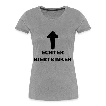 Lustiges "Echter Biertrinker" Design - Frauen Premium Bio T-Shirt - Grau meliert - Vorne - Mia (176cm)