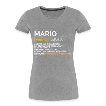 Mario - Frauen Premium Bio T-Shirt - Grau meliert - Vorne - Mia (176cm)