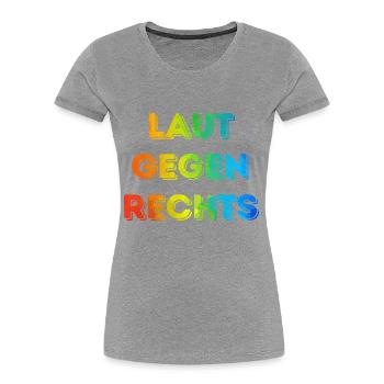 Laut gegen rechts Nr 08 - Frauen Premium Bio T-Shirt - Grau meliert - Vorne - Mia (176cm)