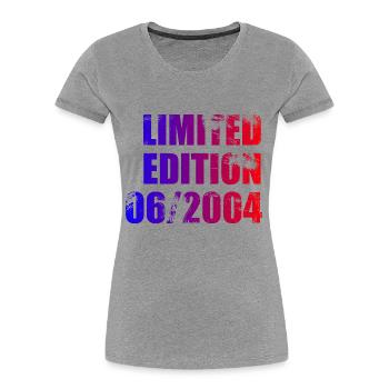 20e anniversaire édition limitée 06/2004 - T-shirt bio Premium Femme - gris chiné - Devant - Mia (176cm)