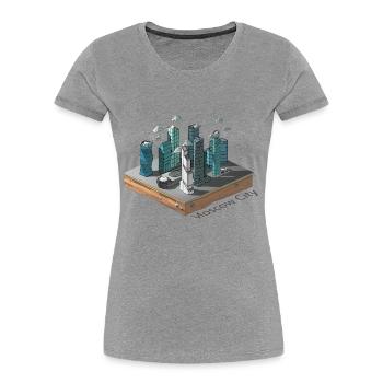 Geometrisches Low-Poly - Frauen Premium Bio T-Shirt - Grau meliert - Vorne - Mia (176cm)