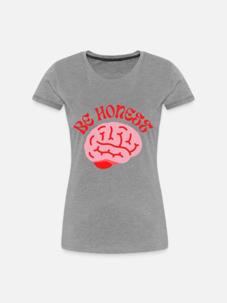 Be Honest – Mindful Retro mind - Frauen Premium Bio T-Shirt - Grau meliert