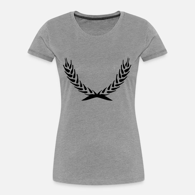 Ähren - Kranz - Frauen Premium Bio T-Shirt - Grau meliert