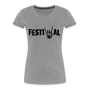 festival - Frauen Premium Bio T-Shirt - Grau meliert - Vorne - Mia (176cm)