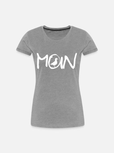 Moin mit Möwe - Frauen Premium Bio T-Shirt - Grau meliert
