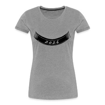 2026 Bogen unten | Vectorgraphic - Frauen Premium Bio T-Shirt - Grau meliert - Vorne - Mia (176cm)