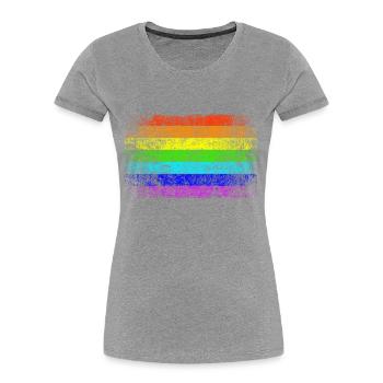 Peace Regenbogen Flagge - Frauen Premium Bio T-Shirt - Grau meliert - Vorne - Mia (176cm)