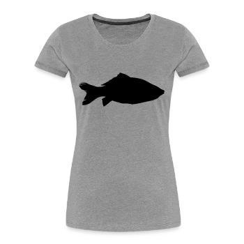 fish carp silhouette - Frauen Premium Bio T-Shirt - Grau meliert - Vorne - Mia (176cm)