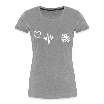 Farm Puls Herz Liebe - Frauen Premium Bio T-Shirt - Grau meliert - Vorne - Mia (176cm)