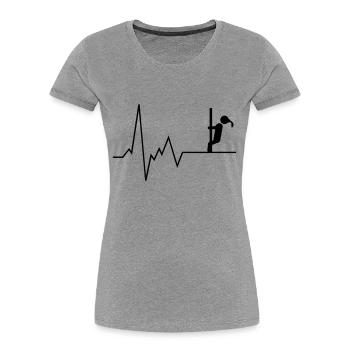 Heartbeat Pole Dancer - Women's Premium Organic T-Shirt - heather grey - Front - Mia (176cm)