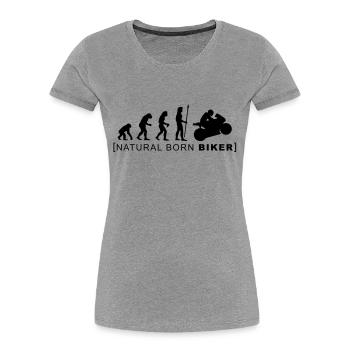 natural born biker - T-shirt bio Premium Femme - gris chiné - Devant - Mia (176cm)