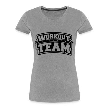 workout_team_dx1 - T-shirt bio Premium Femme - gris chiné - Devant - Mia (176cm)