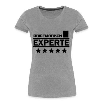 briefmarken experte - Frauen Premium Bio T-Shirt - Grau meliert - Vorne - Mia (176cm)