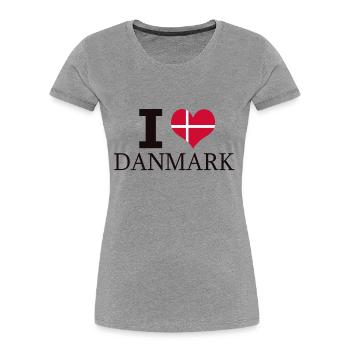 I LOVE DANMARK - Frauen Premium Bio T-Shirt - Grau meliert - Vorne - Mia (176cm)