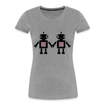 roboters_in_love_02 - T-shirt bio Premium Femme - gris chiné - Devant - Mia (176cm)