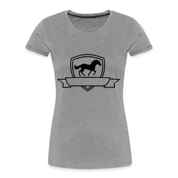 Horse Banner Coat of Arms Shield - Women's Premium Organic T-Shirt - heather grey - Front - Mia (176cm)