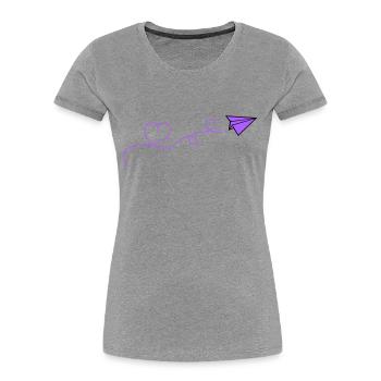 Coeur d’avion en papier - T-shirt bio Premium Femme - gris chiné - Devant - Mia (176cm)