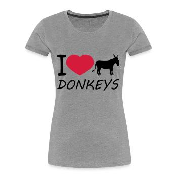texte j'aime amour coeur âne cheval poney petit paquet - T-shirt bio Premium Femme - gris chiné - Devant - Mia (176cm)