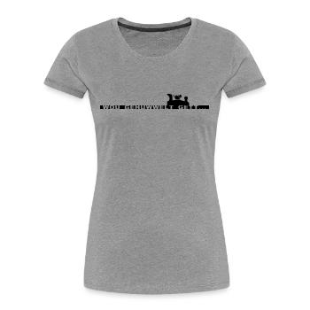 Wou gehuwwelt gëtt... - Frauen Premium Bio T-Shirt - Grau meliert - Vorne - Mia (176cm)