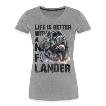 Neufundländer - Frauen Premium Bio T-Shirt - Grau meliert - Vorne - Mia (176cm)