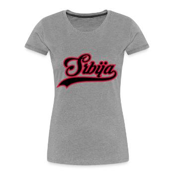 Srbija - Frauen Premium Bio T-Shirt - Grau meliert - Vorne - Mia (176cm)