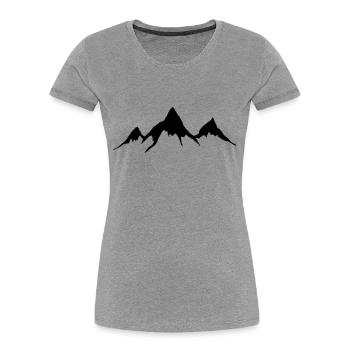 Mountains, Alps, Hiking, Ski, Snow, Wildlife, Gold - Frauen Premium Bio T-Shirt - Grau meliert - Vorne - Mia (176cm)