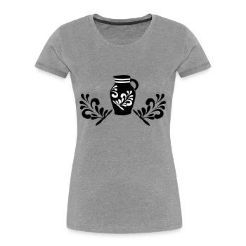 Bembel Design - Bembelschwung Hessen Liebe - T-shirt bio Premium Femme - gris chiné - Devant - Mia (176cm)