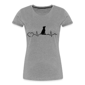Chien Hund - T-shirt bio Premium Femme - gris chiné - Devant - Mia (176cm)