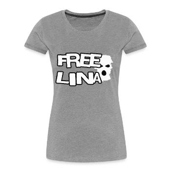 Free LINA - Frauen Premium Bio T-Shirt - Grau meliert - Vorne - Mia (176cm)