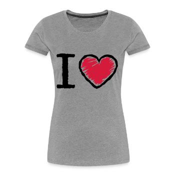 I love heart - Frauen Premium Bio T-Shirt - Grau meliert - Vorne - Mia (176cm)
