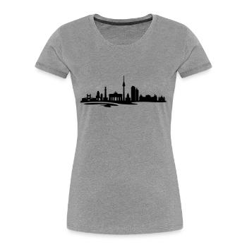 Skyline - Berlin - Frauen Premium Bio T-Shirt - Grau meliert - Vorne - Mia (176cm)