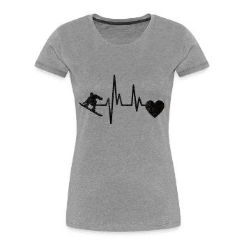 Snowboard Sports d’hiver Dire Snowboarder - T-shirt bio Premium Femme - gris chiné - Devant - Mia (176cm)