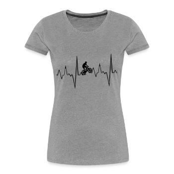 Mountainbike Herzschlag - Frauen Premium Bio T-Shirt - Grau meliert - Vorne - Mia (176cm)