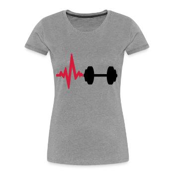hantelcool conception impulsion fréquence coeur ba - T-shirt bio Premium Femme - gris chiné - Devant - Mia (176cm)