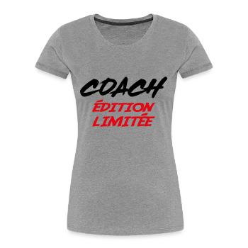 COACH Limitierte Auflage - Frauen Premium Bio T-Shirt - Grau meliert - Vorne - Mia (176cm)