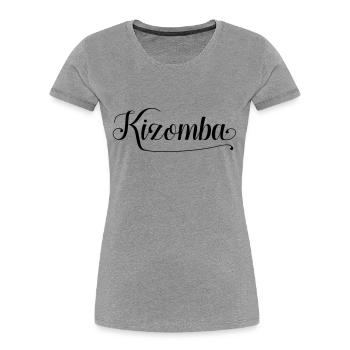 Kizomba Schrift 1a - Frauen Premium Bio T-Shirt - Grau meliert - Vorne - Mia (176cm)