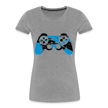 cracks old scratches cool blue design controllers - Women's Premium Organic T-Shirt - heather grey - Front - Mia (176cm)