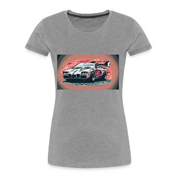 White Racecar (Racecar Collection) - Frauen Premium Bio T-Shirt - Grau meliert - Vorne - Mia (176cm)