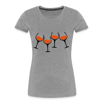 rotwein glaeser anstossen - Frauen Premium Bio T-Shirt - Grau meliert - Vorne - Mia (176cm)
