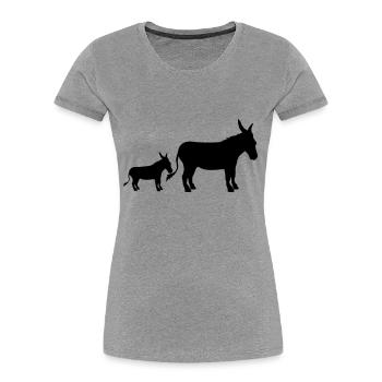 baby child small young family mom dad donkey pf - Women's Premium Organic T-Shirt - heather grey - Front - Mia (176cm)