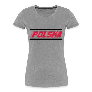 polska_2 - Frauen Premium Bio T-Shirt - Grau meliert - Vorne - Mia (176cm)