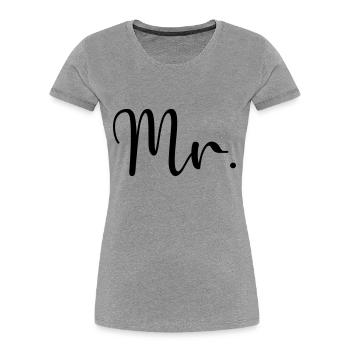 Mr. - Frauen Premium Bio T-Shirt - Grau meliert - Vorne - Mia (176cm)