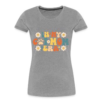 In der Ära meiner Katzenmama - Frauen Premium Bio T-Shirt - Grau meliert - Vorne - Mia (176cm)