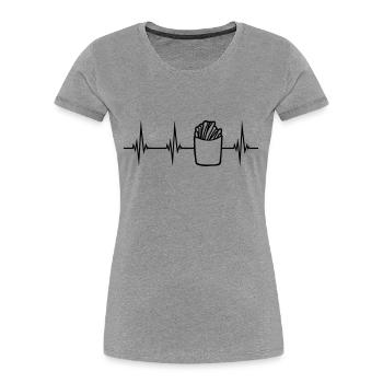 Herzschlag Pommes Frites - Frauen Premium Bio T-Shirt - Grau meliert - Vorne - Mia (176cm)