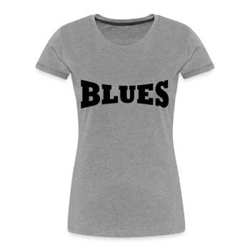 Blues Schriftzug - Frauen Premium Bio T-Shirt - Grau meliert - Vorne - Mia (176cm)