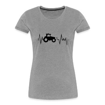 Tractor ECG Heartbeat - Women's Premium Organic T-Shirt - heather grey - Front - Mia (176cm)