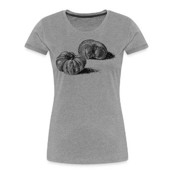 Viande de tomate Tomate Ficarazzi - T-shirt bio Premium Femme - gris chiné - Devant - Mia (176cm)