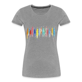 crowd - Menschengruppe - Frauen Premium Bio T-Shirt - Grau meliert - Vorne - Mia (176cm)