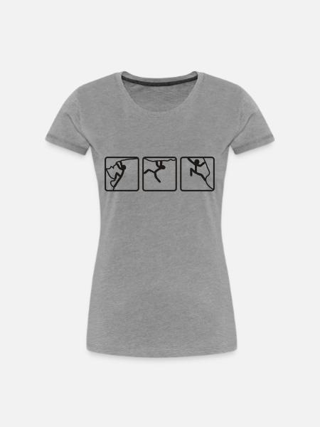 Kletterndes Strichmännchen 2 - Frauen Premium Bio T-Shirt - Grau meliert